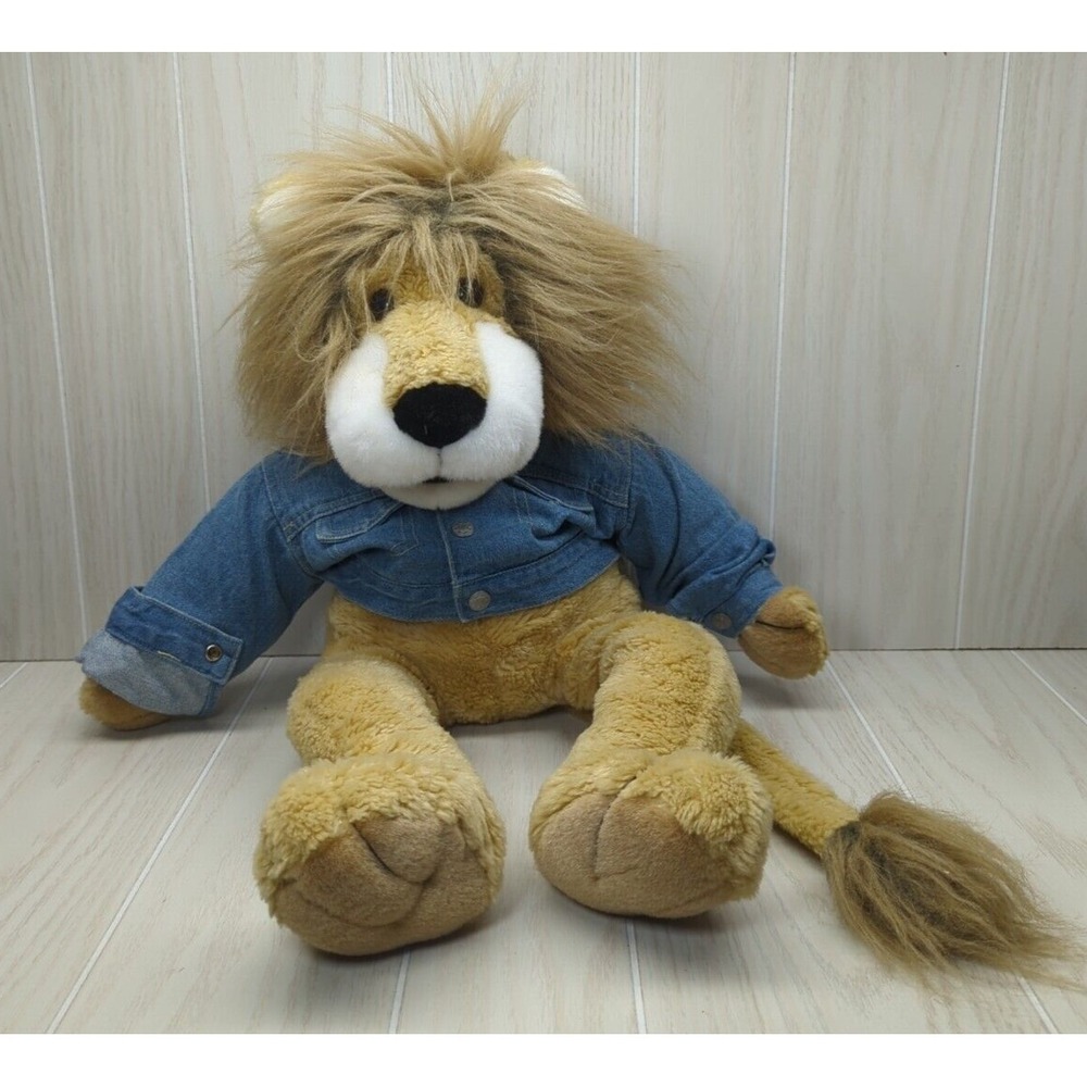 Macy's Bullocks Plush large tiger denim jean jacket gold star on back‎ long legs